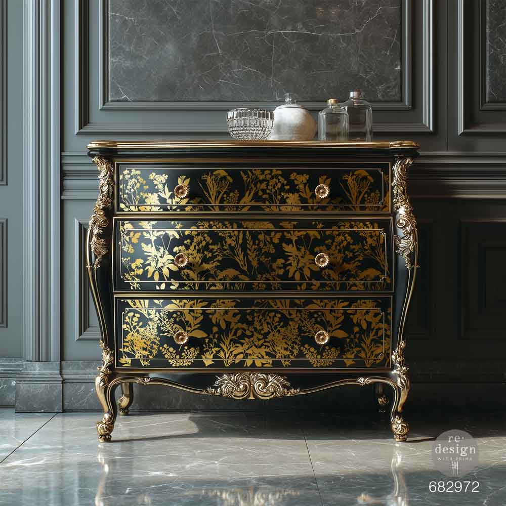 Re-design with Prima Kacha Gold Foil LUXE FOLIAGE Decor Transfer 18