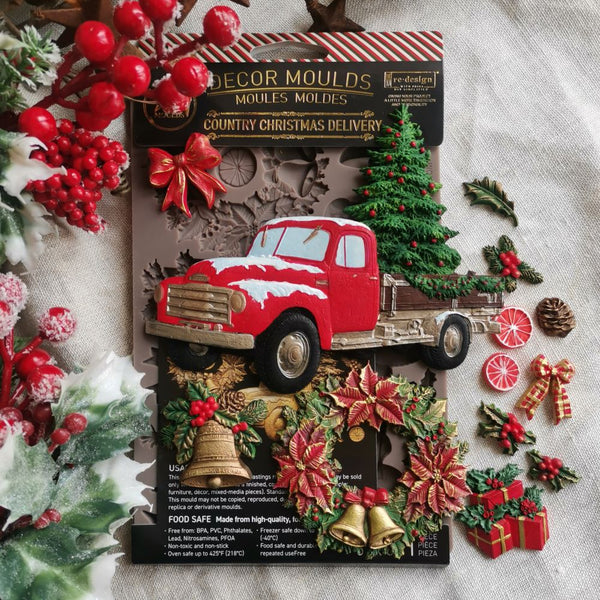 ReDesign with Prima COUNTRY CHRISTMAS DELIVERY Moulds Food Safe Heat Resistant Resin 5X8" #684471