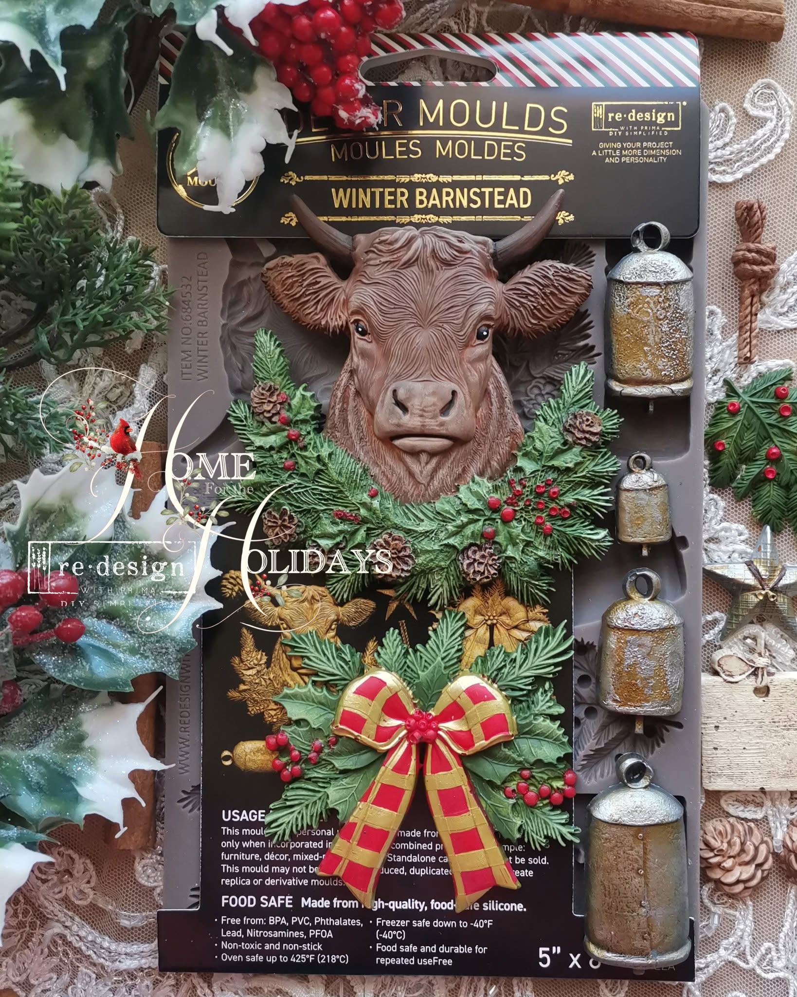 ReDesign with Prima WINTER BARNSTEAD Christmas Moulds Food Safe Heat Resistant Resin 5X8