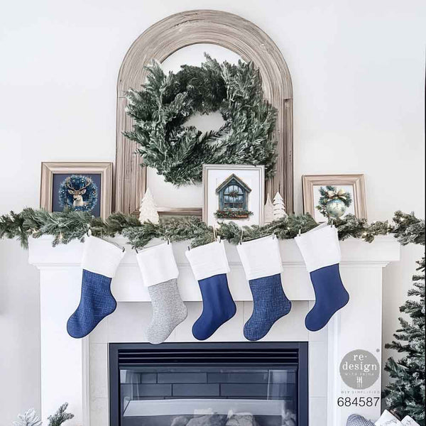 Re-design with Prima QUIET COUNTRY BLUE Christmas 8.5 x 11 Middy Transfers 3 sheets + BONUS Sheet #684587 Limited Edition