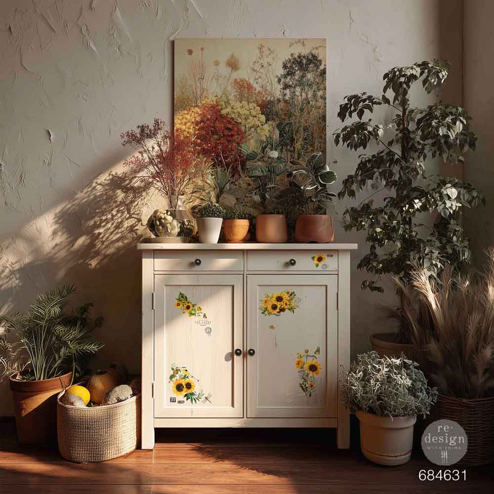 Re-design with Prima RUSTIC AMBER PETALS Sunflowers Fall H2O Transfers  8.5