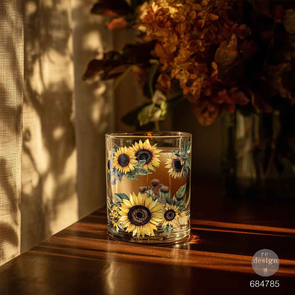 Re-design with Prima SUN-DRENCHED HARVEST Fall Sunflowers Luxe Transfers NEW 3.25