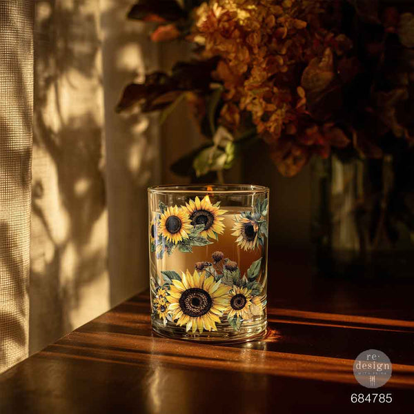 Re-design with Prima SUN-DRENCHED HARVEST Fall Sunflowers Luxe Transfers NEW 3.25"x11.5" #684785