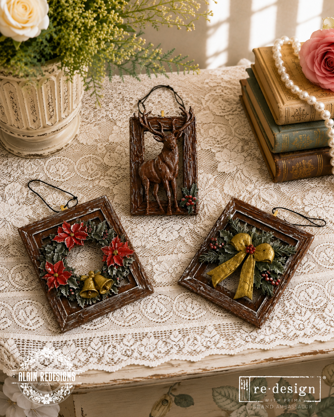 ReDesign with Prima VINTAGE TIMBER FRAME Christmas Moulds Food Safe Heat Resistant Resin 5X8
