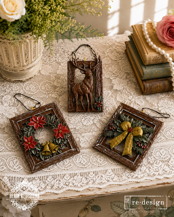 ReDesign with Prima VINTAGE TIMBER FRAME Christmas Moulds Food Safe Heat Resistant Resin 5X8" #685928