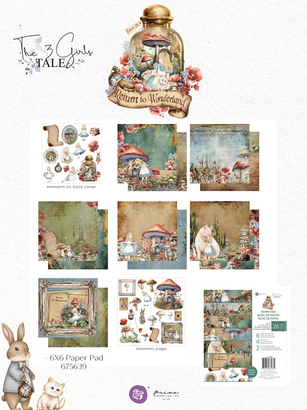 Prima RETURN TO WONDERLAND Alice Collection 6X6 Paper Pad #675639
