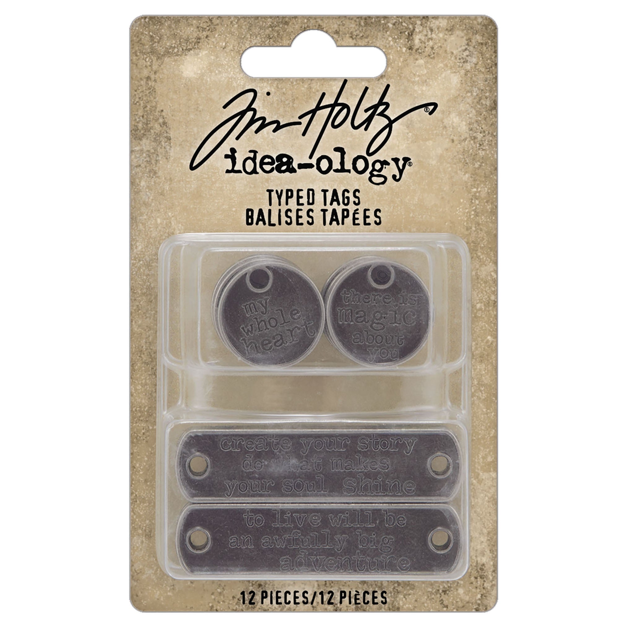 Tim Holtz idea-ology TYPED TAGS 12 pcs #TH94382