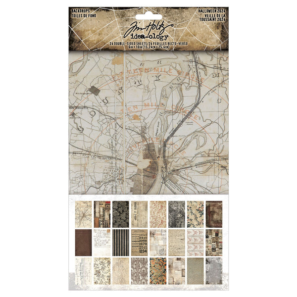 Tim Holtz idea-ology BACKDROPS HALLOWEEN 2024 Collage Paper 24 pcs #TH94389