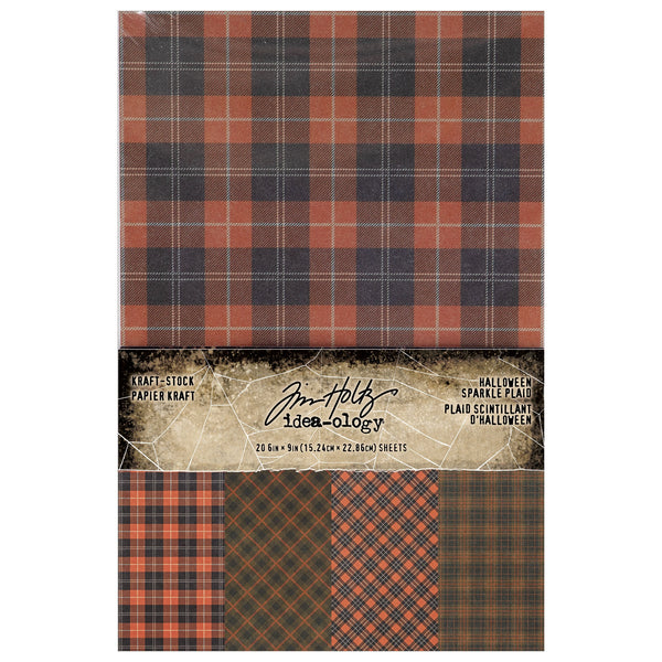 Tim Holtz idea-ology KRAFT-STOCK HALLOWEEN 2024 SPARKLE PLAID