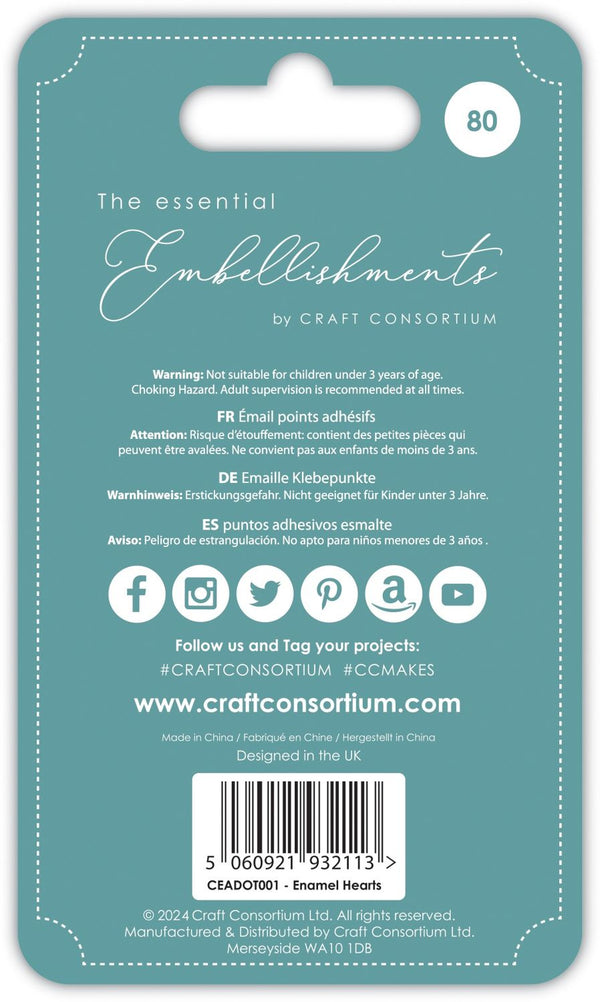 Craft Consortium ADHESIVE ENAMEL HEARTS 6 mm 80 pcs #CEADOT001
