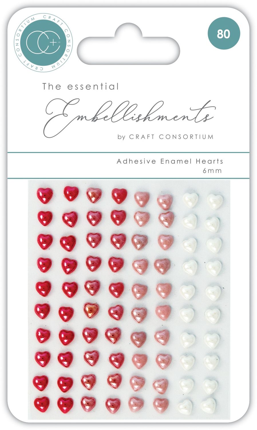 Craft Consortium ADHESIVE ENAMEL HEARTS 6 mm 80 pcs #CEADOT001