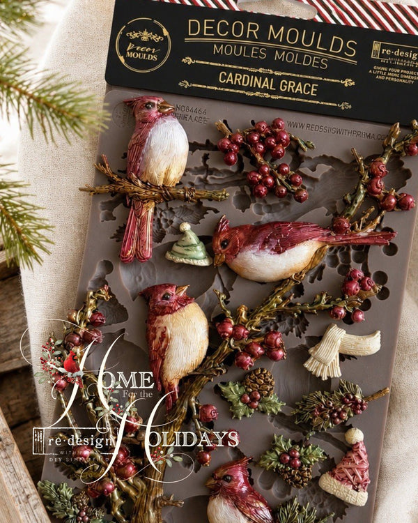 ReDesign with Prima CARDINAL GRACE Christmas Moulds Food Safe Heat Resistant Resin 5X8" #684464