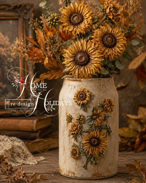 ReDesign with Prima GOLDEN SOLSTICE Sunflower Fall Moulds Food Safe Heat Resistant Resin 5X8" #684600