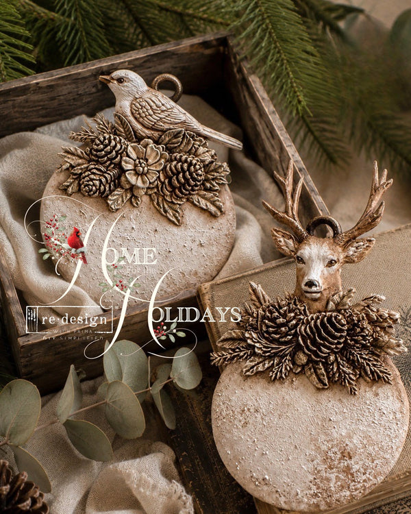 ReDesign with Prima EVERGREEN ANTLER EMBLEM Christmas Moulds Food Safe Heat Resistant Resin 5X8" #684488