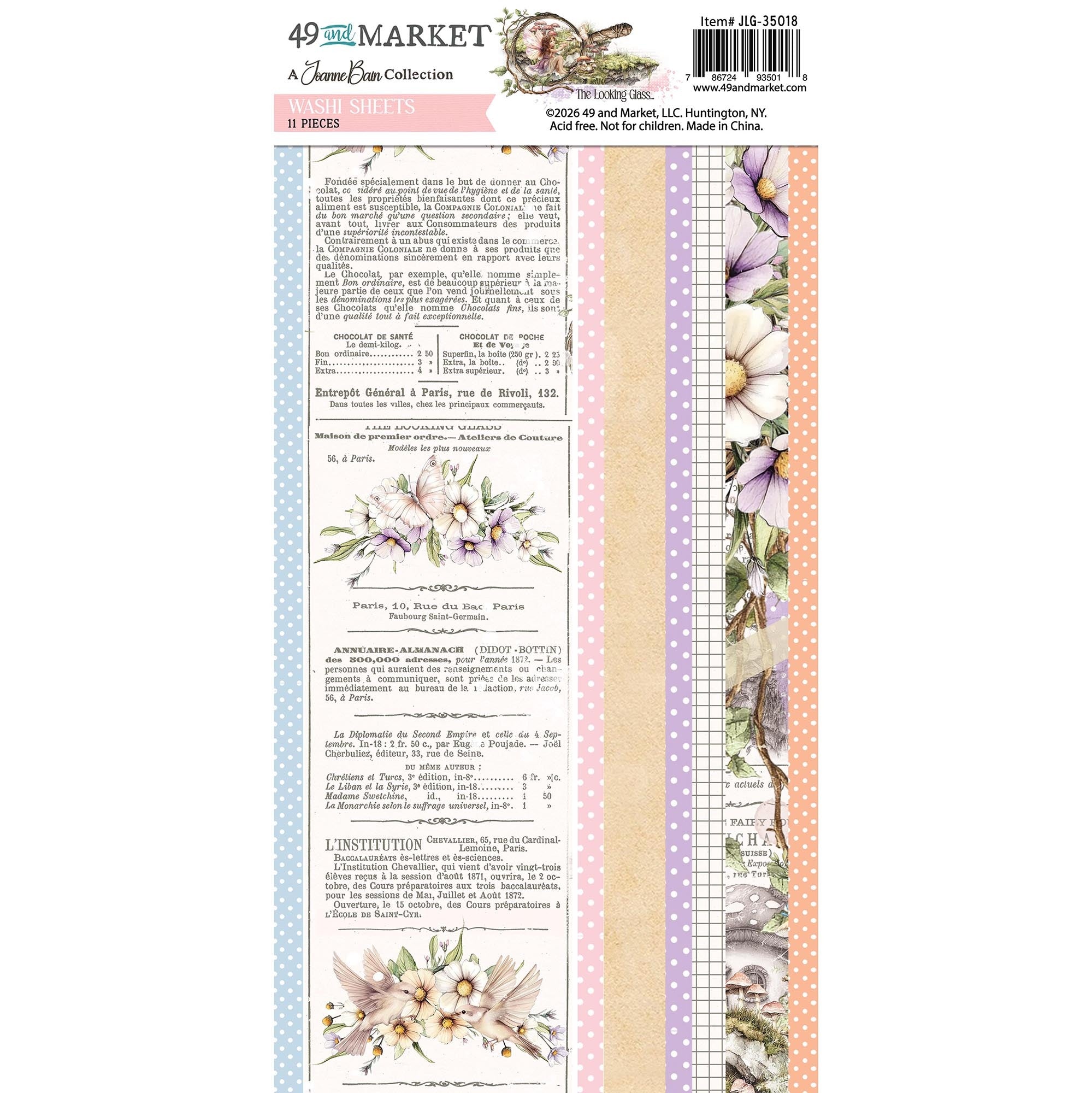 49 and Market THE LOOKING GLASS Washi Sheets 11 pcs #JLG-35018