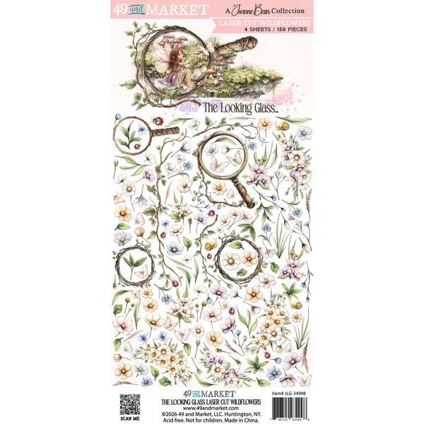49 and Market THE LOOKING GLASS Laser-Cut Wildflowers 158 pcs #JLG-34998
