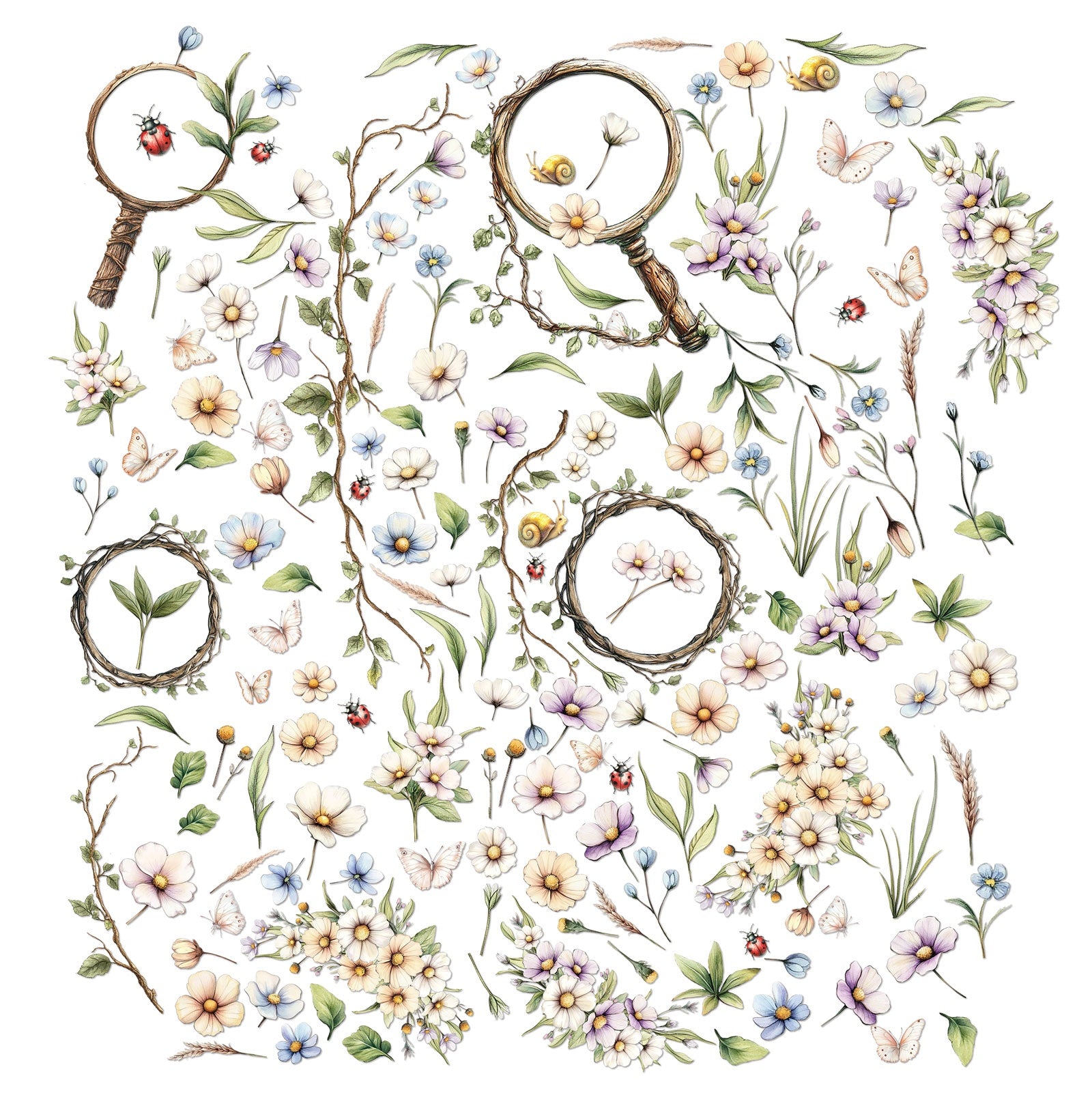 49 and Market THE LOOKING GLASS Laser-Cut Wildflowers 158 pcs #JLG-34998