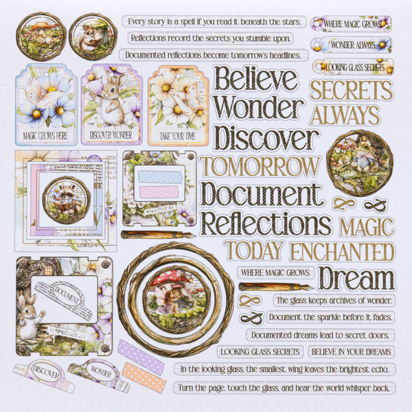 49 and Market THE LOOKING GLASS Chipboard Assortment 53 pcs #JLG-35025