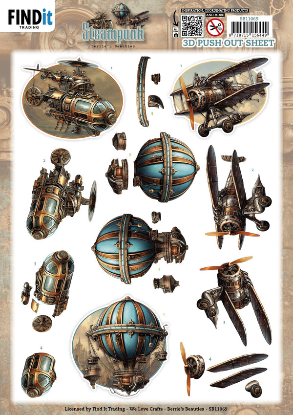 Find It Trading Steampunk BERRIE'S BEAUTIES 3D Push Out Sheets - 4 Sheets