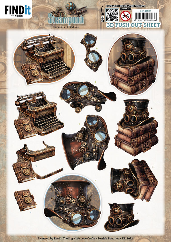 Find It Trading Steampunk BERRIE'S BEAUTIES 3D Push Out Sheets - 4 Sheets