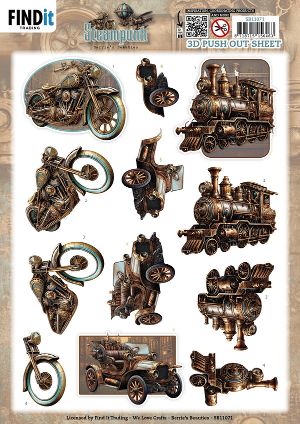 Find It Trading Steampunk BERRIE'S BEAUTIES 3D Push Out Sheets - 4 Sheets