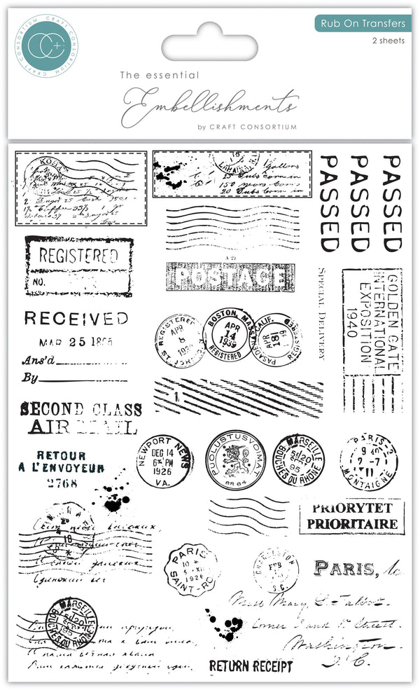 Craft Consortium THE COLLECTOR - Rub On Transfers 2 Sheets #CERUBT001
