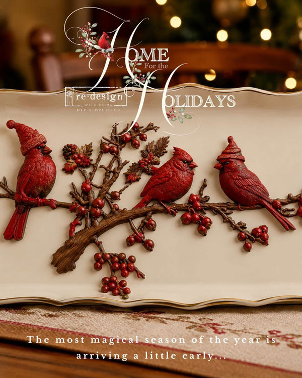 ReDesign with Prima CARDINAL GRACE Christmas Moulds Food Safe Heat Resistant Resin 5X8" #684464