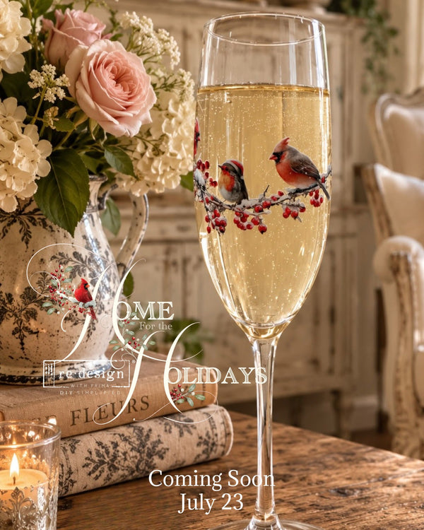 Re-design with Prima HOLLYWING Cardinal Christmas Luxe Transfers NEW 3.25"x11.5" #684259