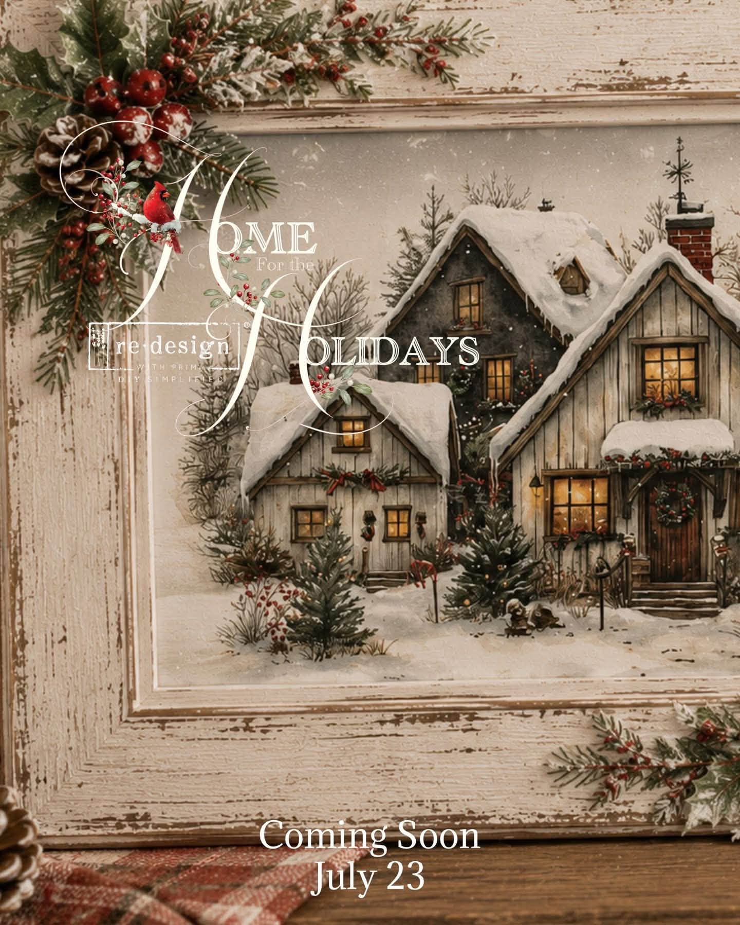 Re-Design with Prima COZY COUNTRY Christmas A3 Decoupage FIBER 2 Sheets #679293