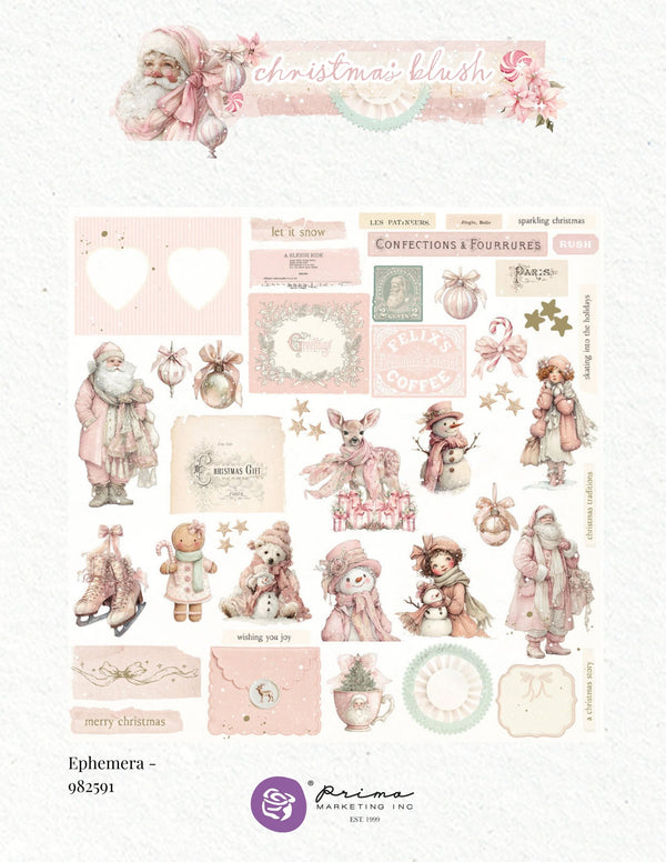 Prima - Christmas Blush Collection FROSTY MEMORIES Ephemera - 100 pcs #982591