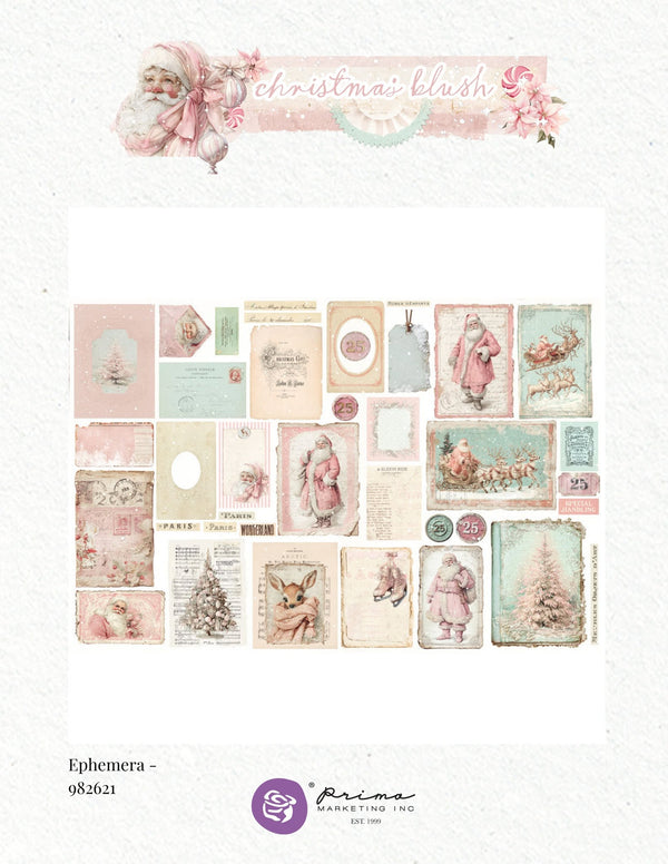Prima - Christmas Blush Collection JUNK JOURNAL KIT Ephemera - 76 pcs #982621