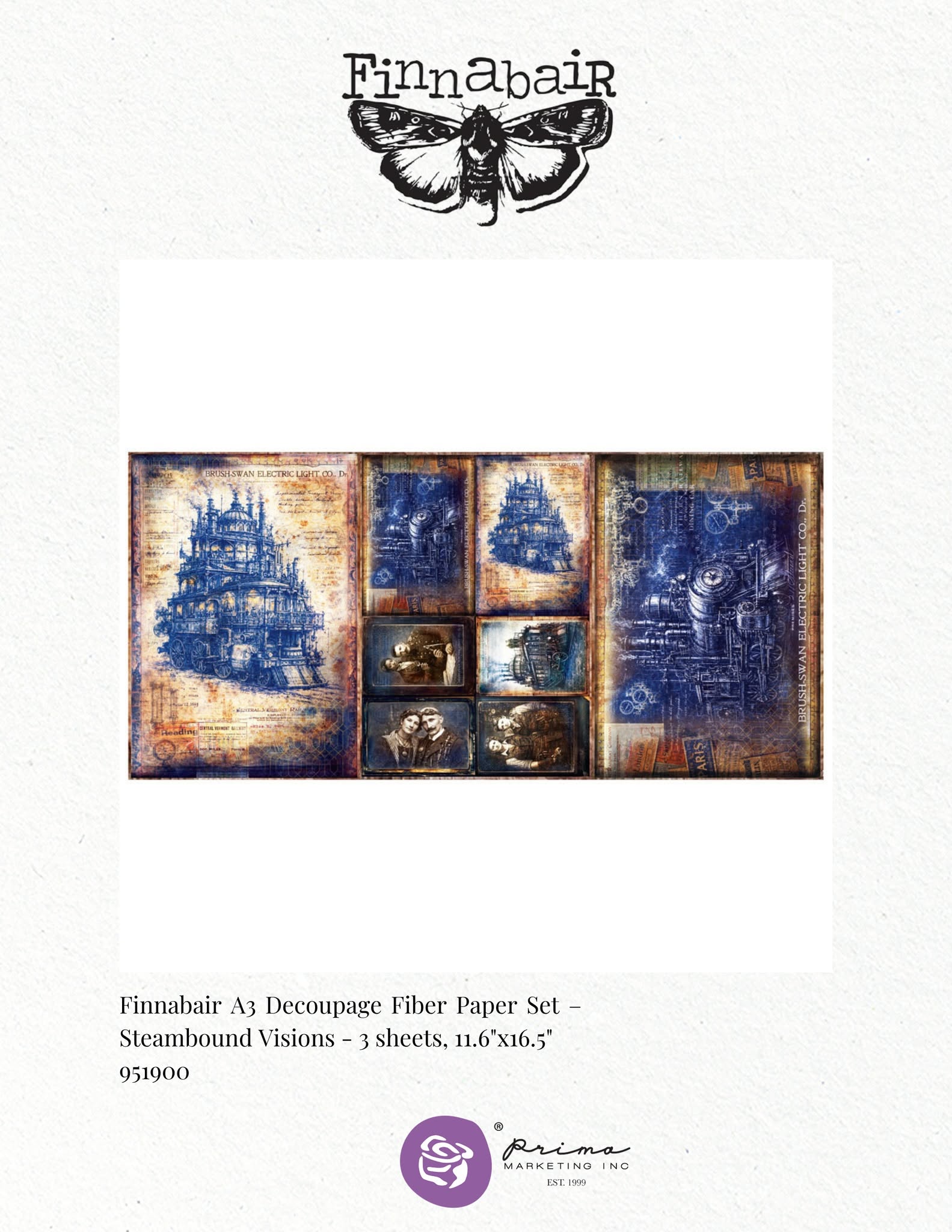 Finnabair Prima STEAMBOUND VISIONS A3 Decoupage Rice Paper 11.7