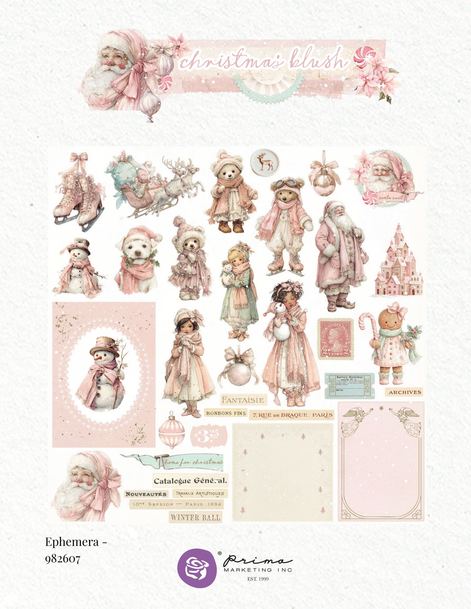 Prima - Christmas Blush Collection COZY CHRISTMAS Ephemera - 72 pcs #982607