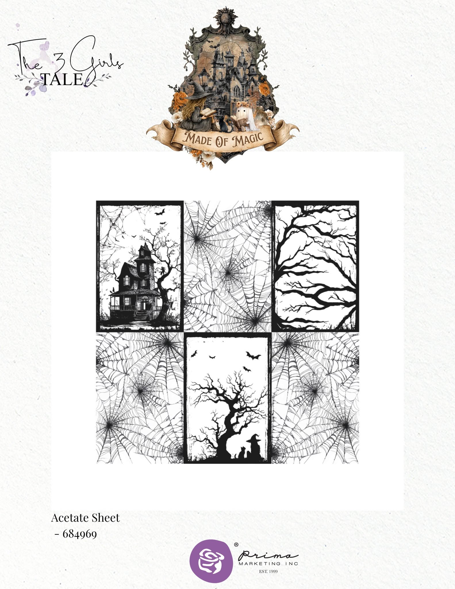 Prima -3 Girls Tale - MADE OF MAGIC Collection - Acetate Sheet 12