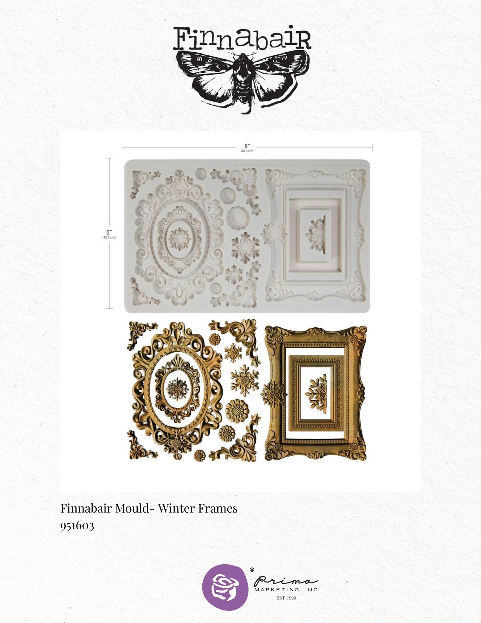 Prima Finnabair WINTER FRAMES Moulds Food Safe Heat Resistant Resin 5X8