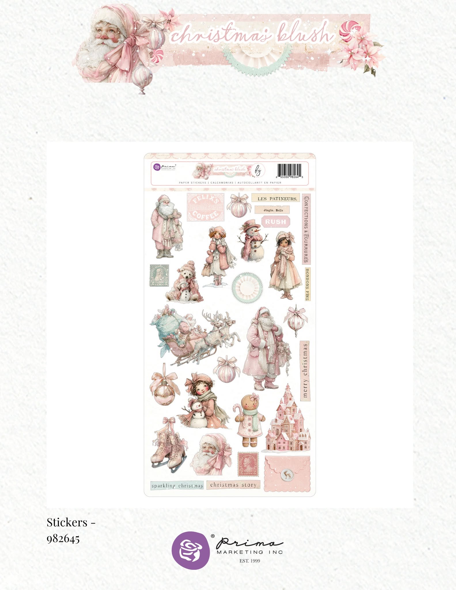 Prima CHRISTMAS BLUSH Collection Sticker Sheet #982645