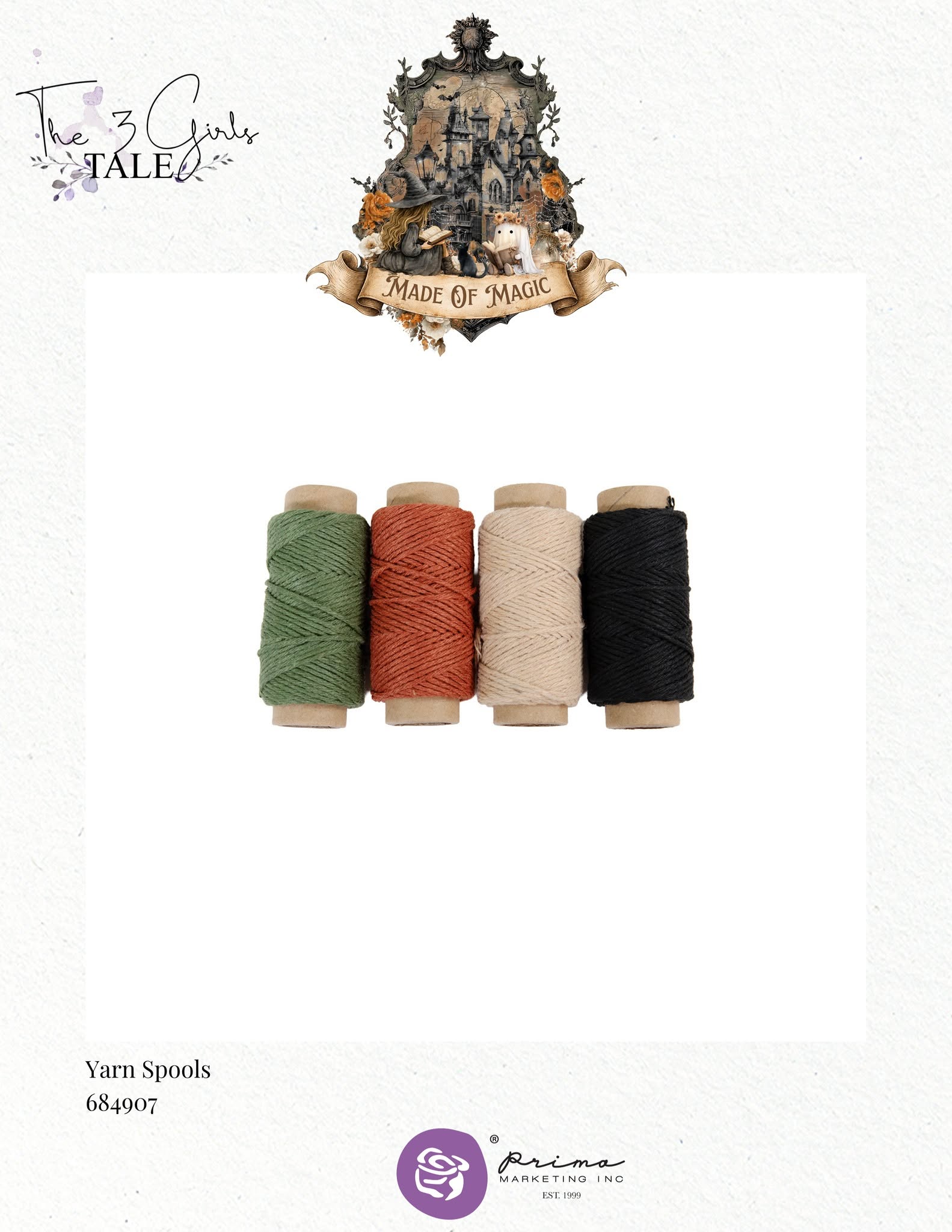 Prima 3 Girls Tales MADE OF MAGIC Yard Spools 4 Colors 15 yds each #684907