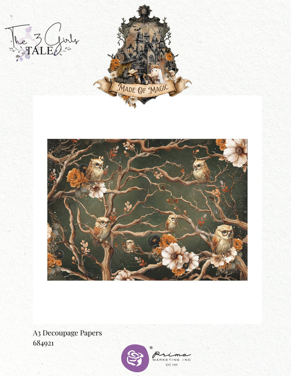 Prima - 3 Girls Tale MADE OF MAGIC A3 Decoupage Rice Paper 11.7" x 16.5" #684921