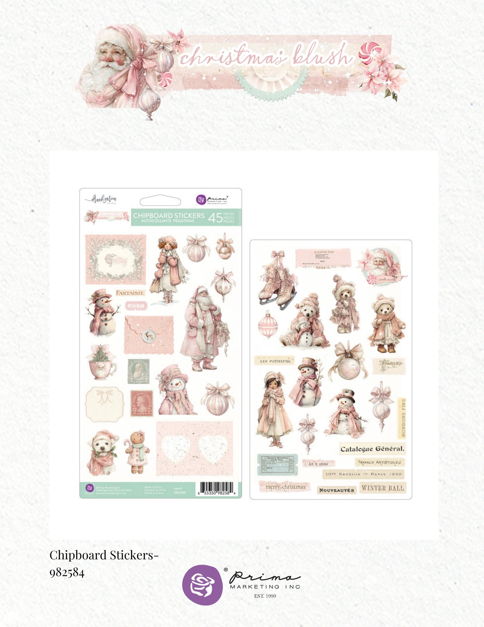 Prima - CHRISTMAS BLUSH Collection CHIPBOARD Stickers  #982584