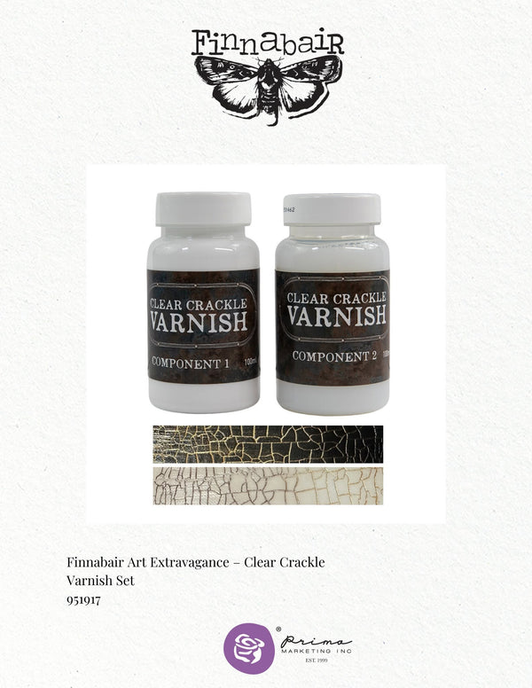 Prima Finnabair Art Extravagance CLEAR CRACKLE VARNISH Set - Parts 1 and 2 100ml each #951917