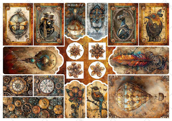 Paper Designs STEAMPUNK AGE Collection A4 Vellum Paper 10 sheets #VP_002