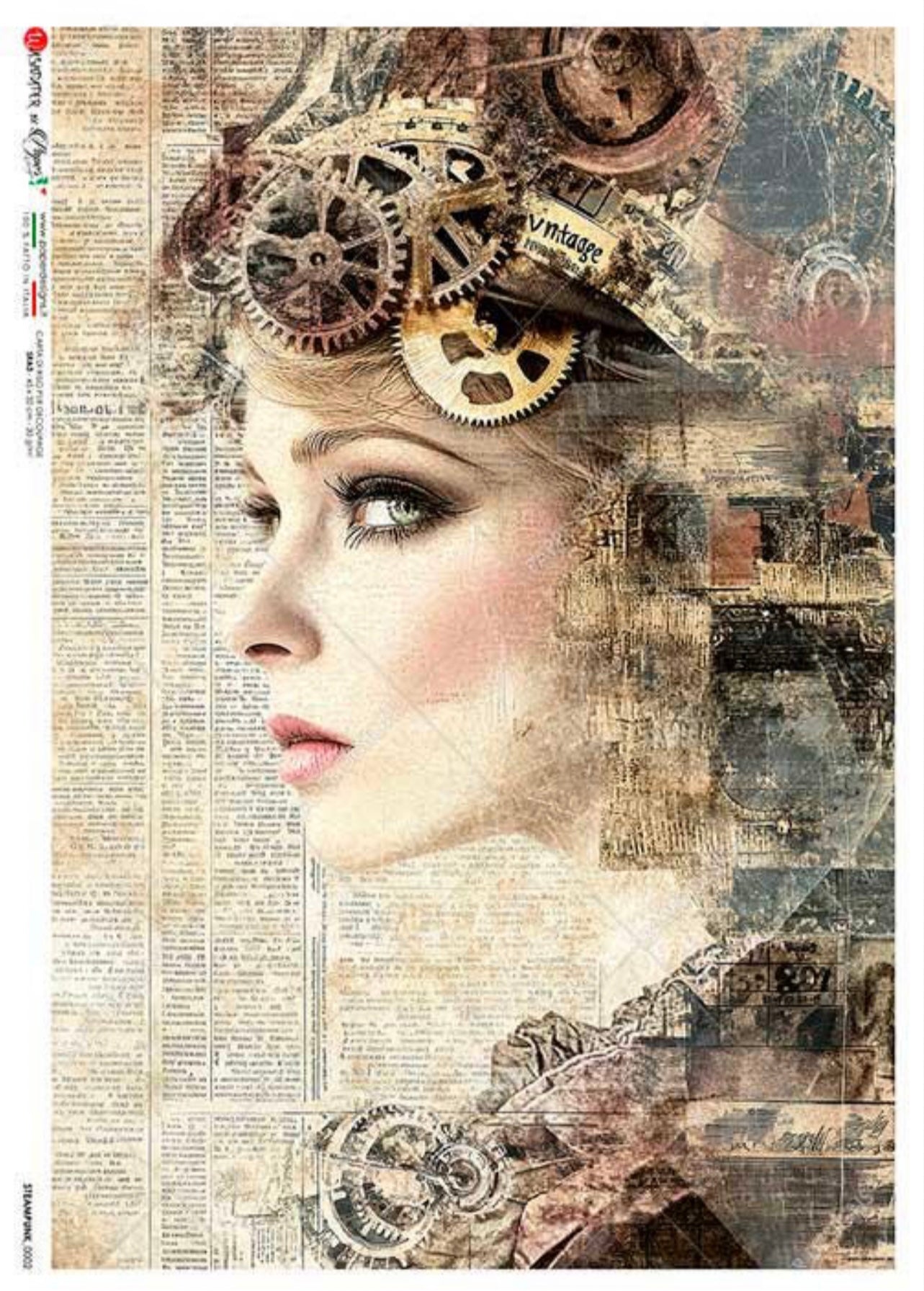 Paper Designs STEAMPUNK A5 Assorted Rice Paper Selection Decoupage 8 sheets #A5STEAMPUNK