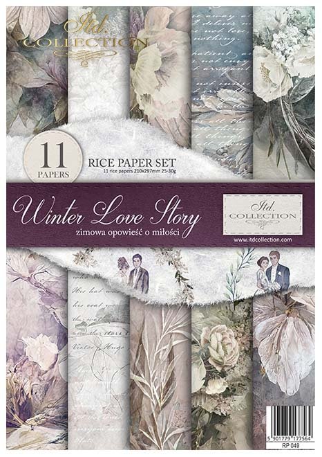 ITD Collection WINTER LOVE STORY A4 Rice Paper Set 11 Sheets #RP049