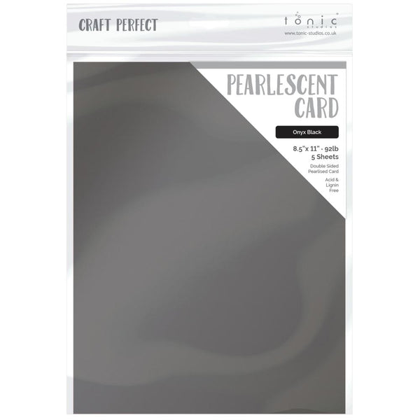 Tonic Studios Craft Perfect ONYX BLACK Pearlescent Double Sided Cardstock 8.5x11" 5 sheets #9528E