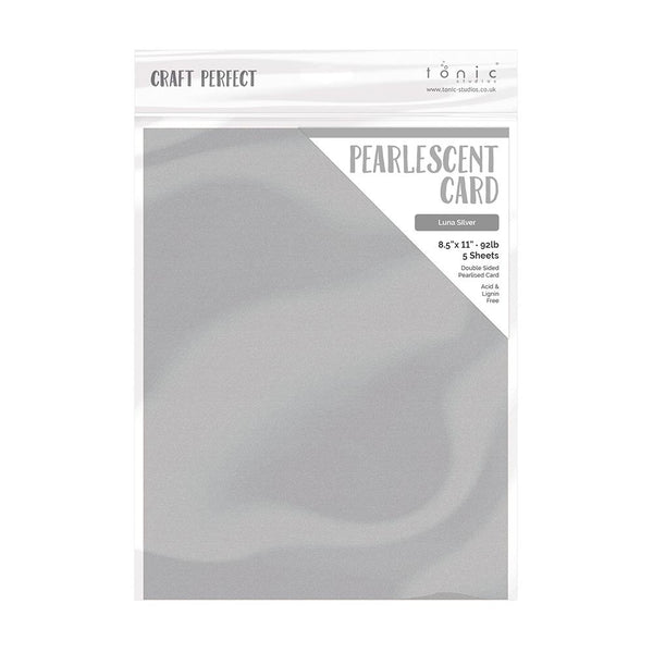 Tonic Studios Craft Perfect LUNA SILVER Pearlescent Double Sided Cardstock 8.5x11" 5 sheets #9529E