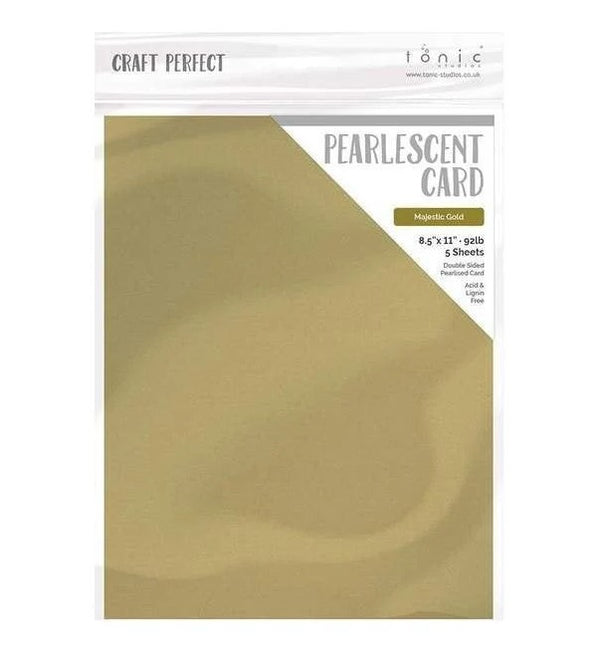 Tonic Studios Craft Perfect MAJESTIC GOLD Pearlescent Double Sided Cardstock 8.5x11" 5 sheets #9530E