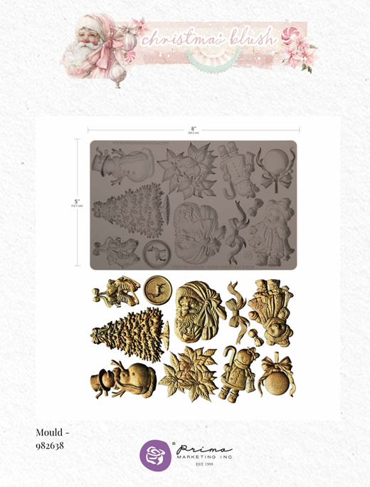 Prima CHRISTMAS BLUSH Moulds Food Safe Heat Resistant Resin 5X8