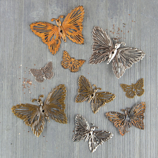 Prima Finnabair Mechanicals GRUNGY BUTTERFLIES 9 Pcs #963408