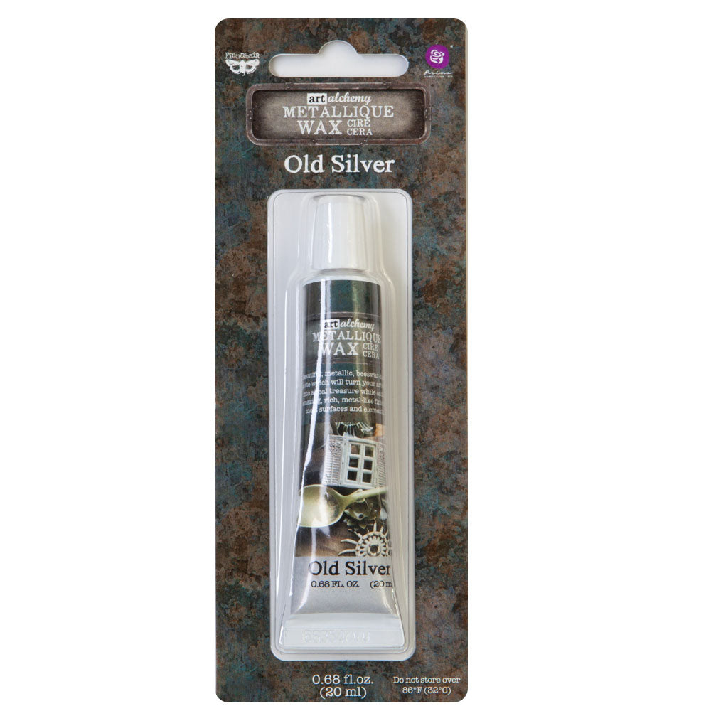 Finnabair Art Alchemy Prima Old SILVER TUBE METALLIQUE Wax .68 oz Altered Art Mixed Media 963996