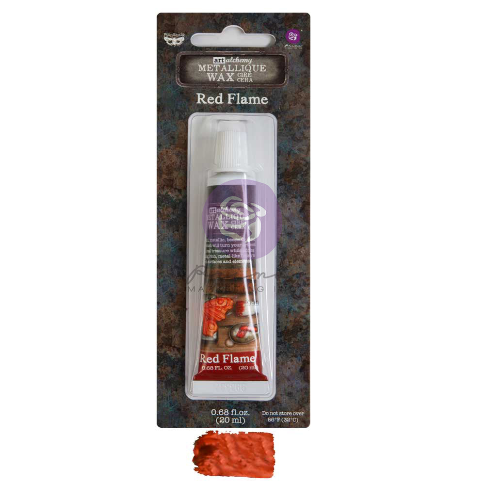 Finnabair Art Alchemy Prima RED FLAME METALLIQUE Wax .68 oz Tube Altered Art Mixed Media #969783